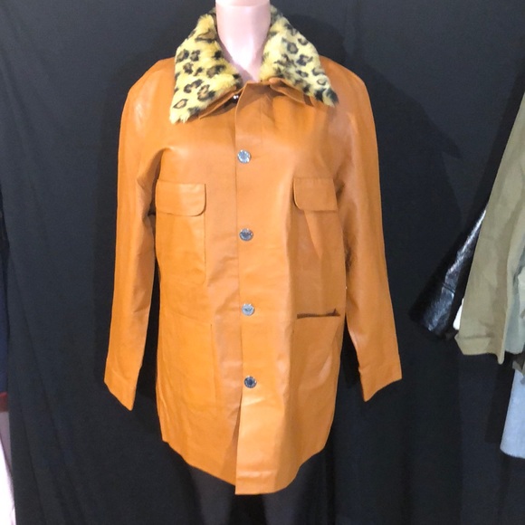 NWT JUICY COUTURE Leather Leopard Fur Coat Jacket - Picture 4 of 8